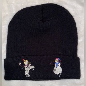 Black Beanie with snowman design